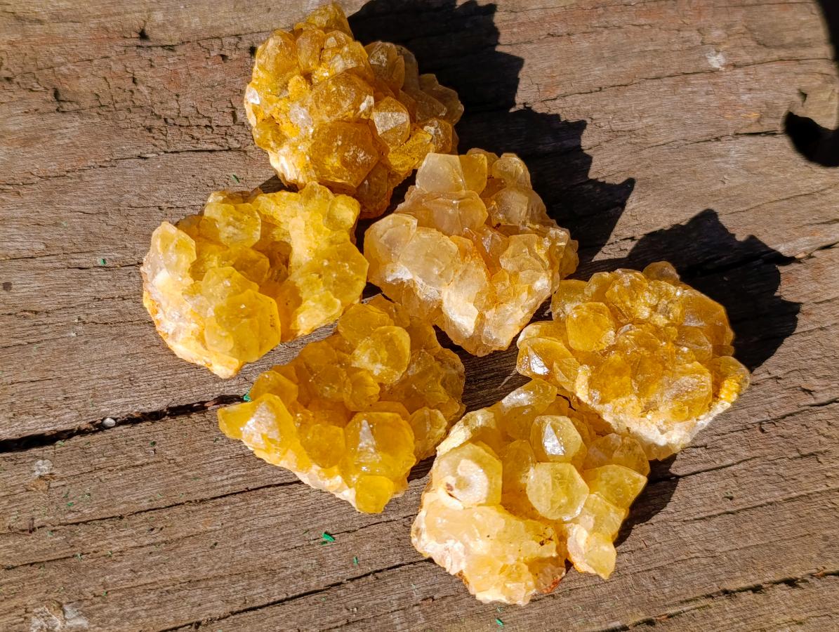 Natural Golden Limonite Quartz Crystal Clusters x 35 From Solwezi, Zambia - Toprock Gemstones and Minerals 