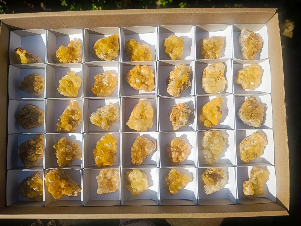 Natural Golden Limonite Quartz Crystal Clusters x 35 From Solwezi, Zambia - Toprock Gemstones and Minerals 