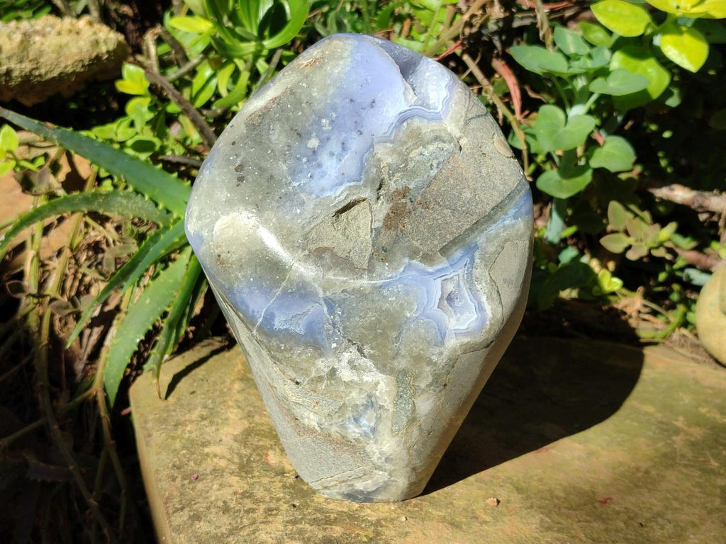 Polished XL Blue Lace Agate Standing Display Geode Piece x 1 From Nsanje, Malawi - Toprock Gemstones and Minerals 