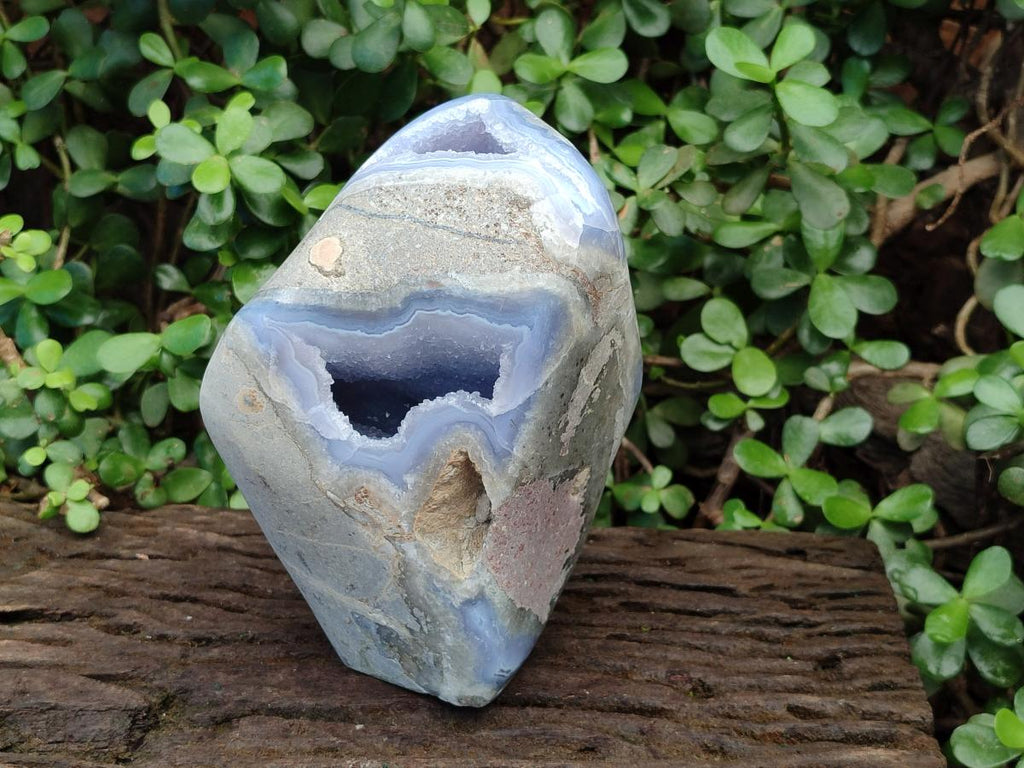 Polished XL Blue Lace Agate Standing Display Geode Piece x 1 From Nsanje, Malawi - Toprock Gemstones and Minerals 
