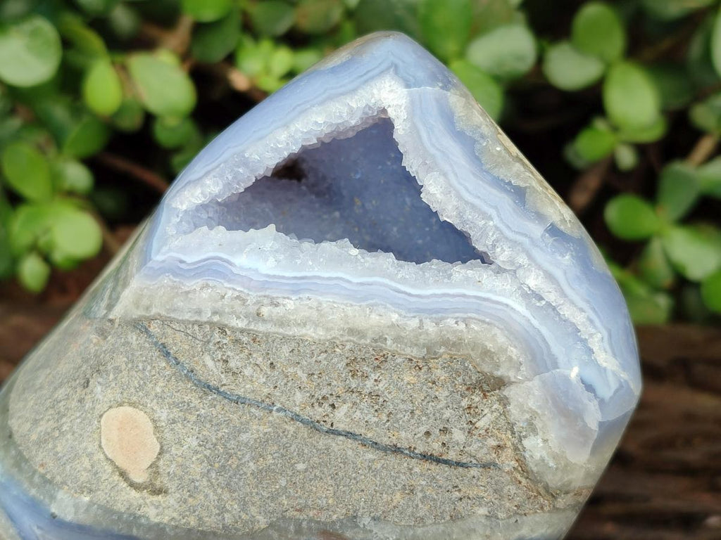 Polished XL Blue Lace Agate Standing Display Geode Piece x 1 From Nsanje, Malawi - Toprock Gemstones and Minerals 