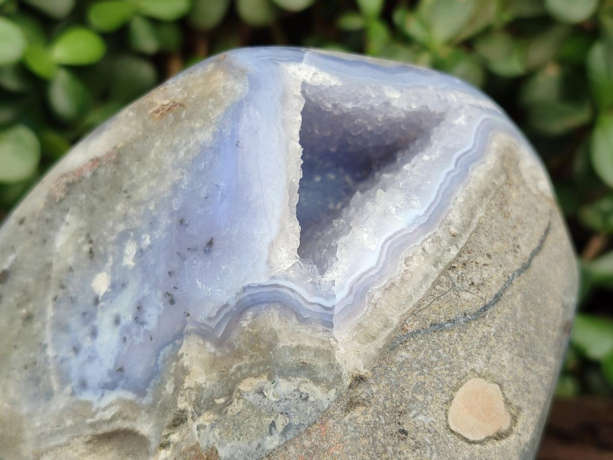 Polished XL Blue Lace Agate Standing Display Geode Piece x 1 From Nsanje, Malawi - Toprock Gemstones and Minerals 