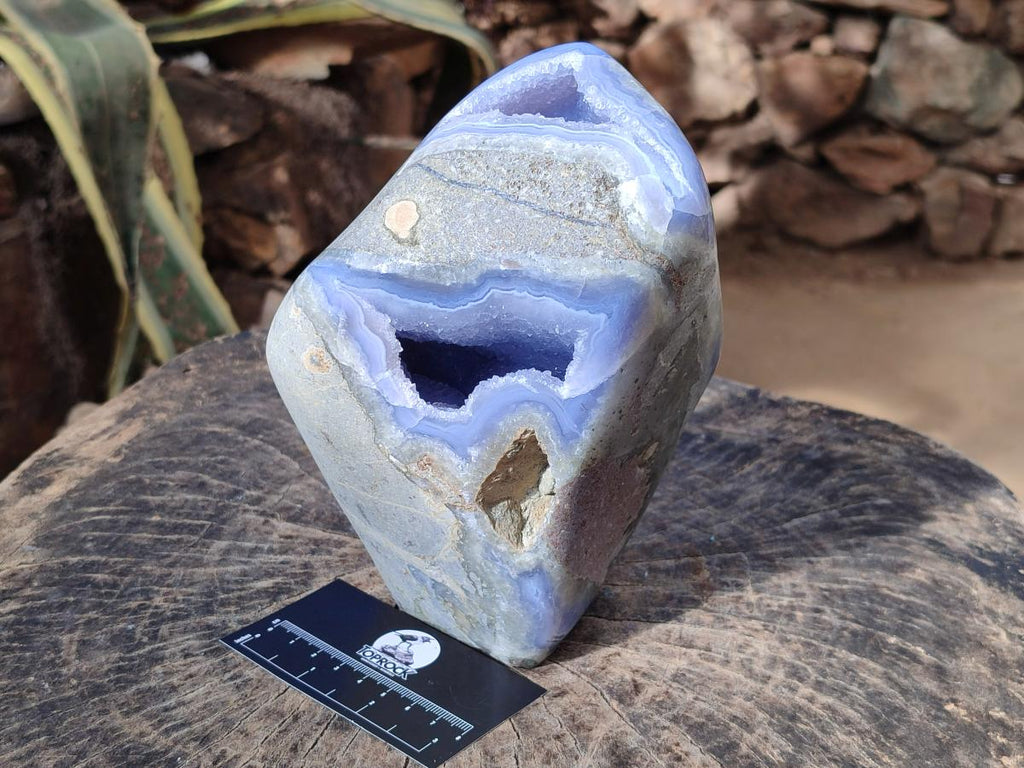 Polished XL Blue Lace Agate Standing Display Geode Piece x 1 From Nsanje, Malawi - Toprock Gemstones and Minerals 