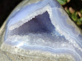 Polished XL Blue Lace Agate Standing Display Geode Piece x 1 From Nsanje, Malawi - Toprock Gemstones and Minerals 