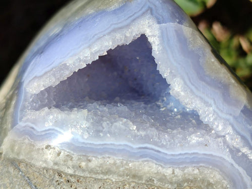 Polished XL Blue Lace Agate Standing Display Geode Piece x 1 From Nsanje, Malawi - Toprock Gemstones and Minerals 