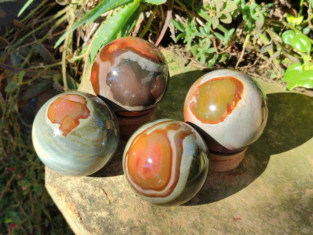 Polished Polychrome Jasper Spheres x 4 From NW Coast, Madagascar - Toprock Gemstones and Minerals 