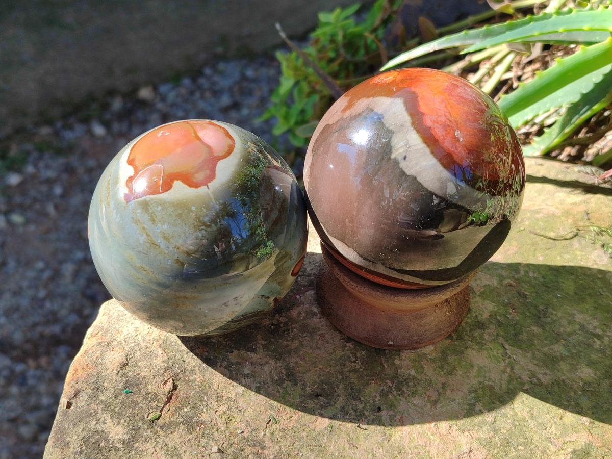 Polished Polychrome Jasper Spheres x 4 From NW Coast, Madagascar - Toprock Gemstones and Minerals 