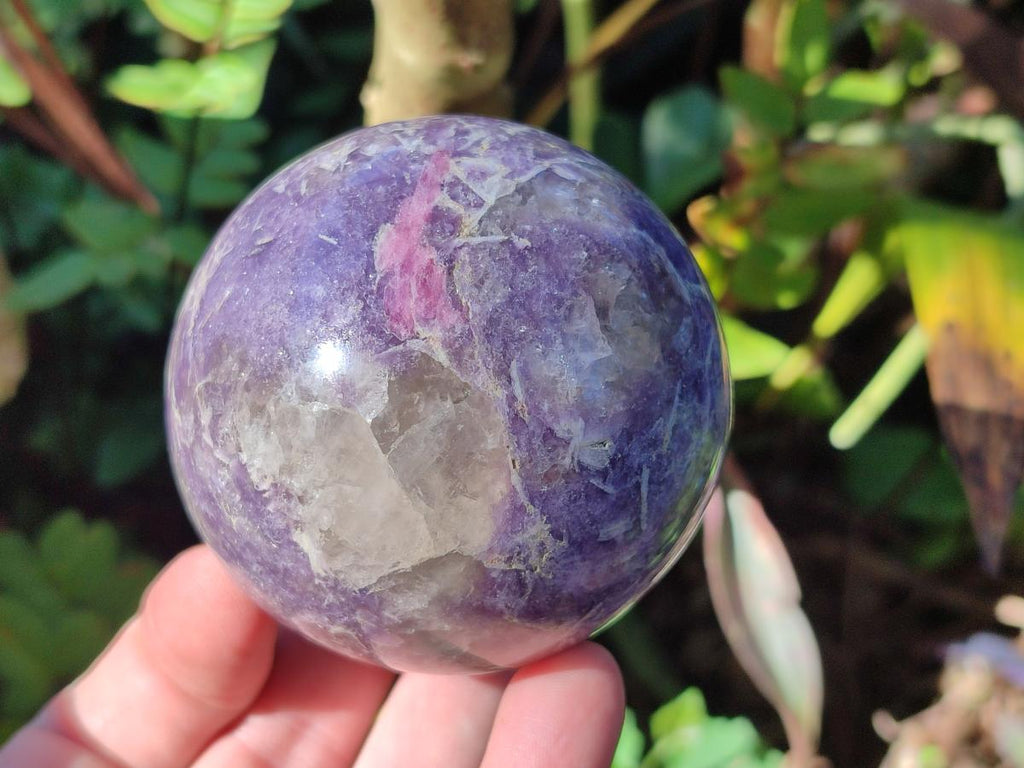 Polished Lepidolite with Pink Rubellite Spheres x 3 From Ambatondrazaka, Madagascar - Toprock Gemstones and Minerals 