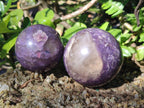 Polished Lepidolite with Pink Rubellite Spheres x 3 From Ambatondrazaka, Madagascar - Toprock Gemstones and Minerals 
