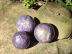 Polished Lepidolite with Pink Rubellite Spheres x 3 From Ambatondrazaka, Madagascar - Toprock Gemstones and Minerals 