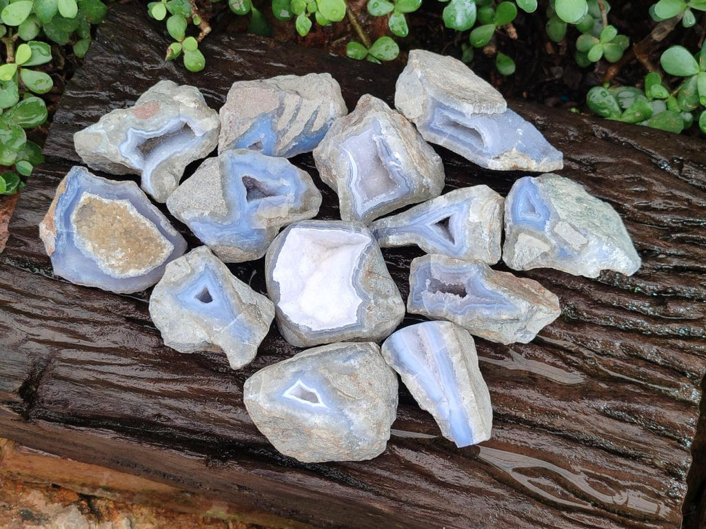 Natural Blue Lace Agate Geodes x 13 From Nsanje, Malawi - Toprock Gemstones and Minerals 