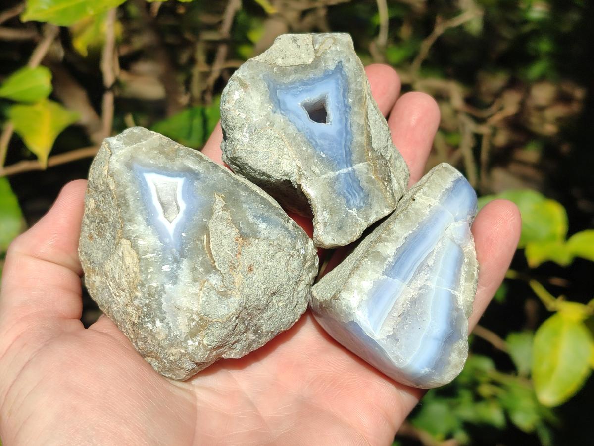 Natural Blue Lace Agate Geodes x 13 From Nsanje, Malawi - Toprock Gemstones and Minerals 