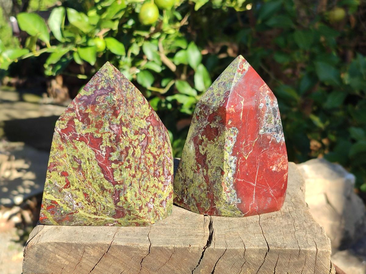 Polished Bastite Dragonsblood Stone Display Crystals x 2 From Tshipise, South Africa - Toprock Gemstones and Minerals 