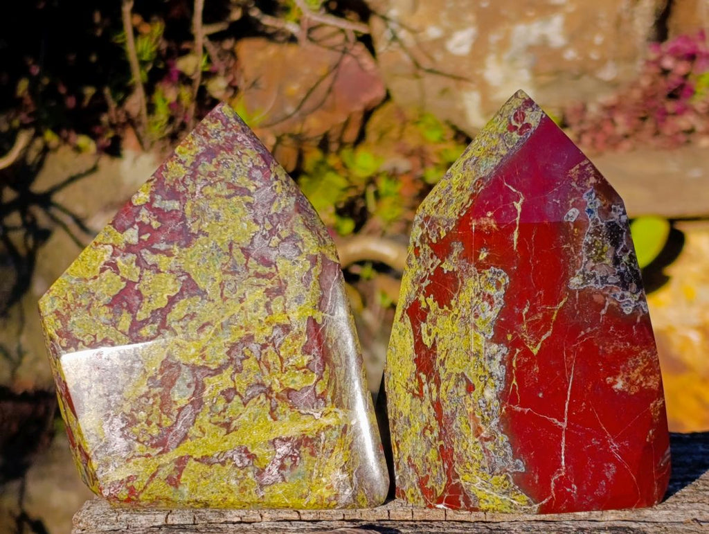 Polished Bastite Dragonsblood Stone Display Crystals x 2 From Tshipise, South Africa - Toprock Gemstones and Minerals 