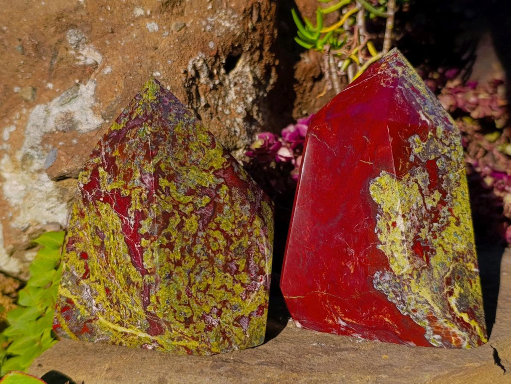 Polished Bastite Dragonsblood Stone Display Crystals x 2 From Tshipise, South Africa - Toprock Gemstones and Minerals 