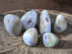 Polished Blue Lace Agate Standing Display Pieces x 6 From Nsanje, Malawi - Toprock Gemstones and Minerals 