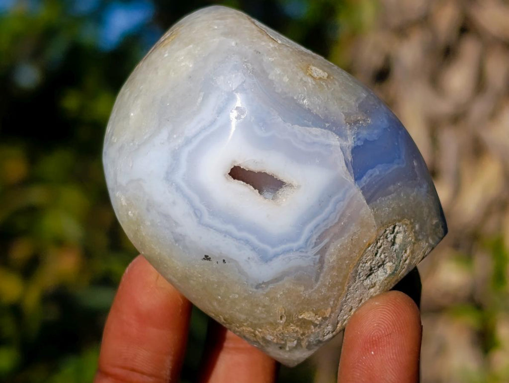 Polished Blue Lace Agate Standing Display Pieces x 6 From Nsanje, Malawi - Toprock Gemstones and Minerals 