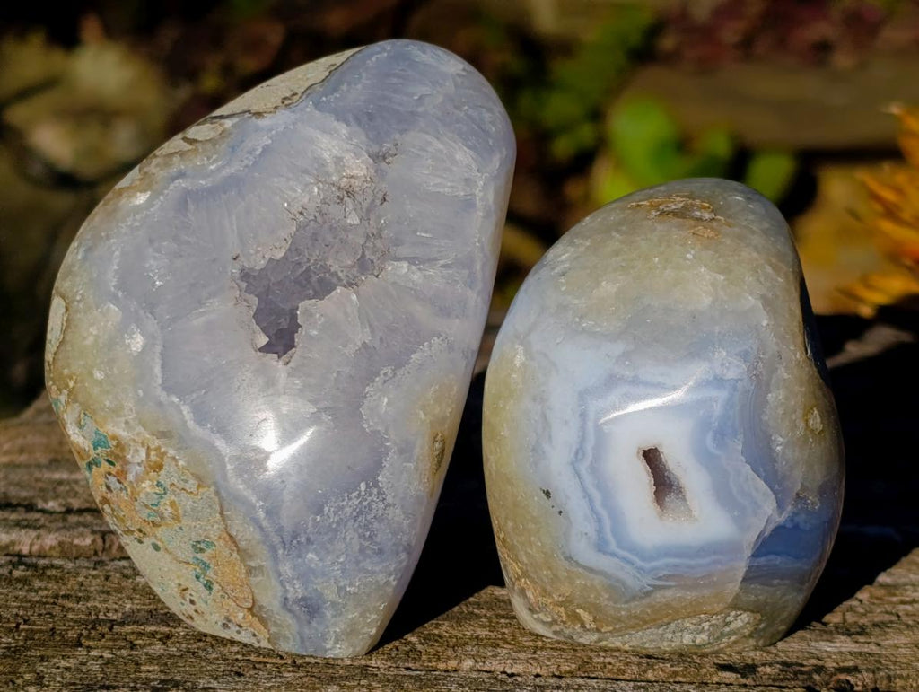 Polished Blue Lace Agate Standing Display Pieces x 6 From Nsanje, Malawi - Toprock Gemstones and Minerals 
