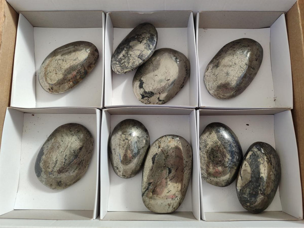 Polished Basalt Pharaoh Stone Galets x 9 From Iron Duke Mine, Zimbabwe - Toprock Gemstones and Minerals 