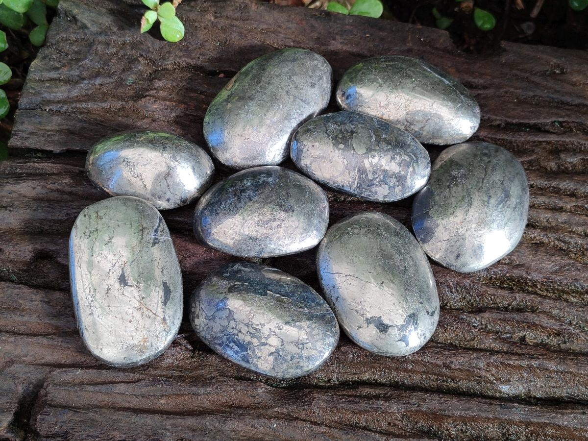 Polished Basalt Pharaoh Stone Galets x 9 From Iron Duke Mine, Zimbabwe - Toprock Gemstones and Minerals 