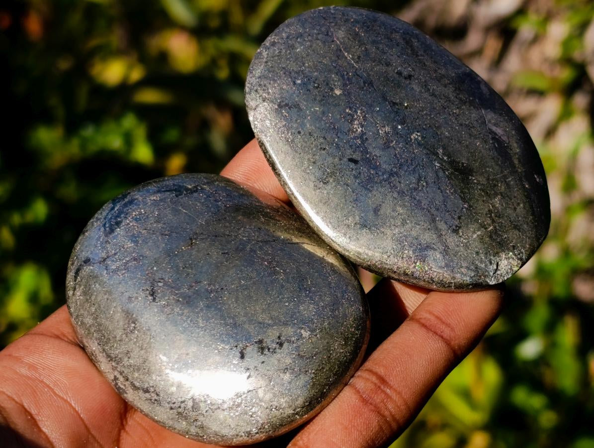 Polished Basalt Pharaoh Stone Galets x 9 From Iron Duke Mine, Zimbabwe - Toprock Gemstones and Minerals 
