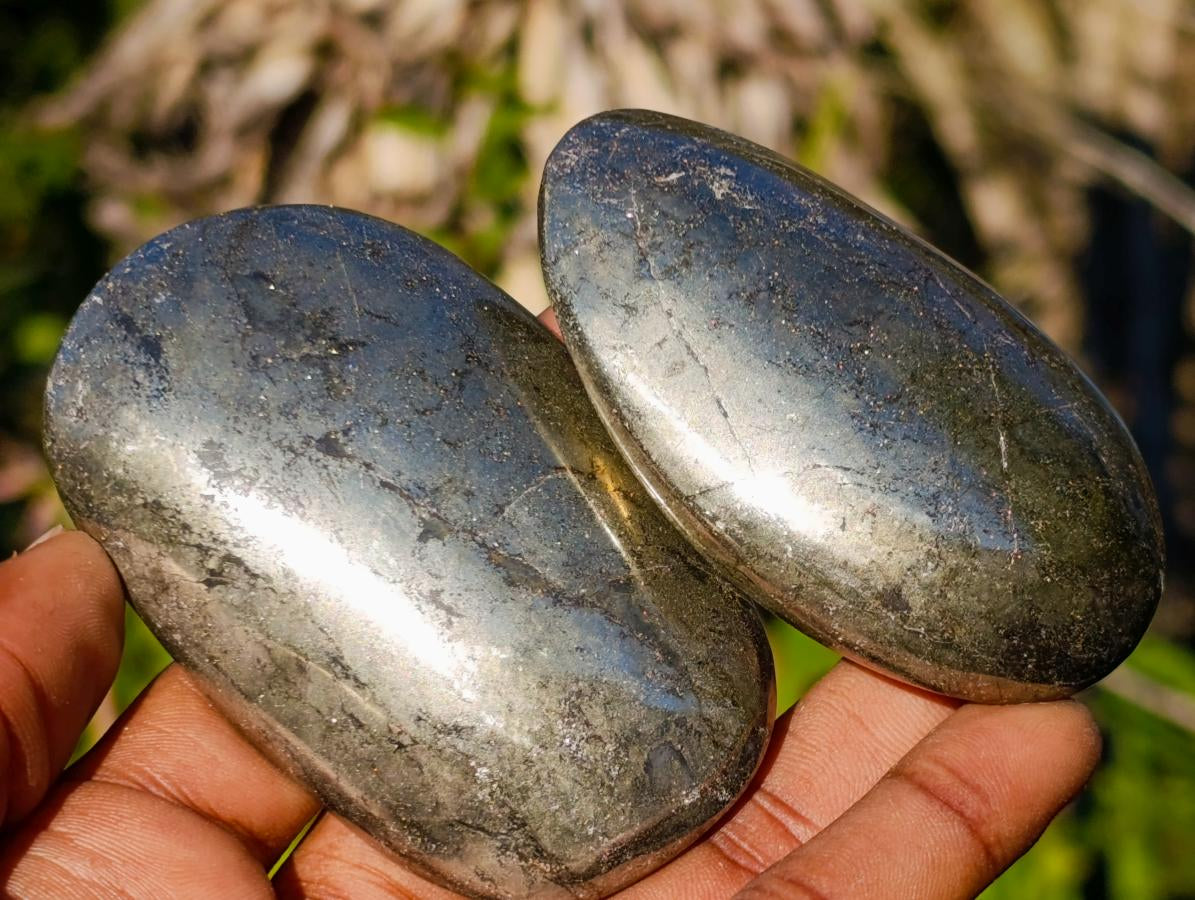 Polished Basalt Pharaoh Stone Galets x 9 From Iron Duke Mine, Zimbabwe - Toprock Gemstones and Minerals 