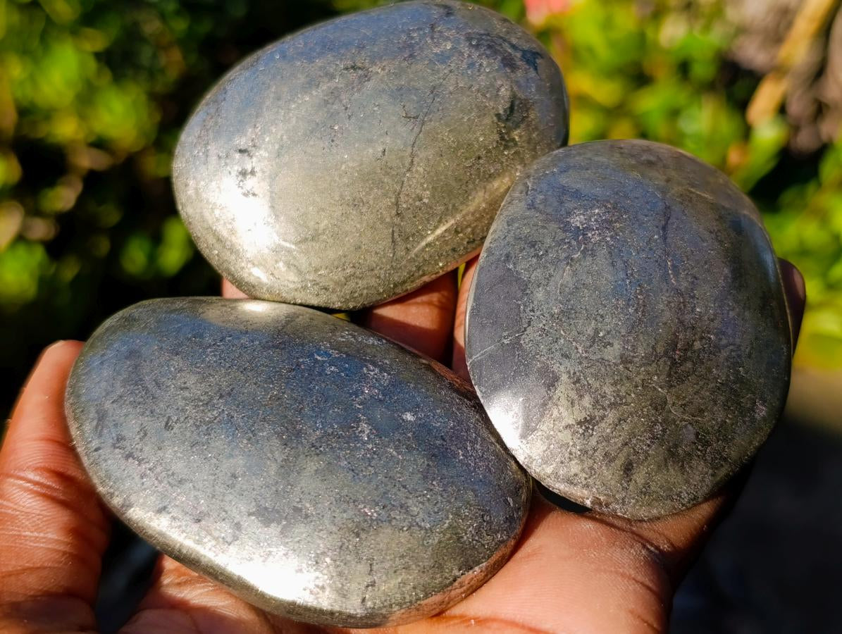 Polished Basalt Pharaoh Stone Galets x 9 From Iron Duke Mine, Zimbabwe - Toprock Gemstones and Minerals 