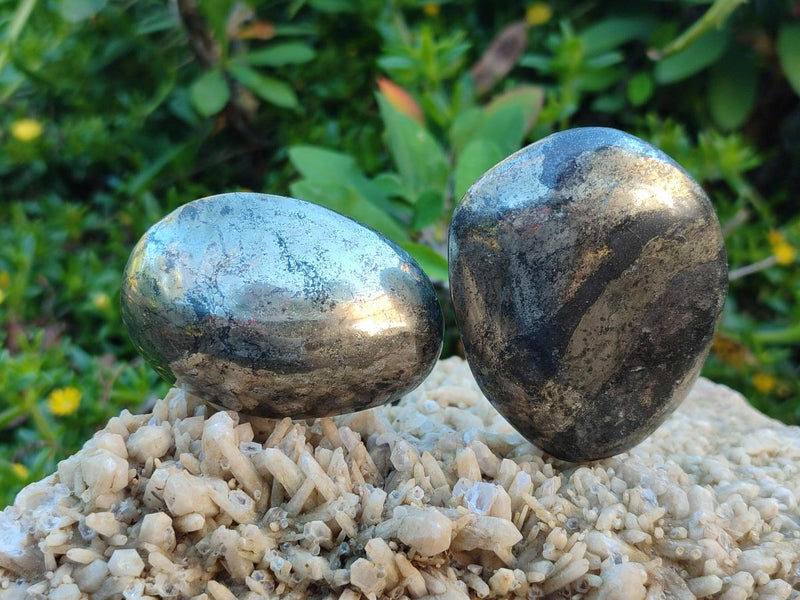 Polished Basalt Pharaoh Stone Galets x 9 From Iron Duke Mine, Zimbabwe - Toprock Gemstones and Minerals 