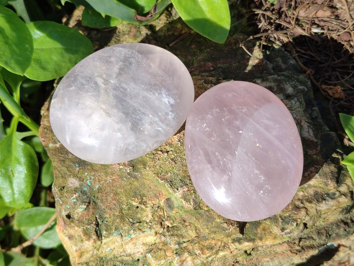 Polished Gemmy Rose Quartz Palm Stones x 20 From Madagascar - Toprock Gemstones and Minerals 