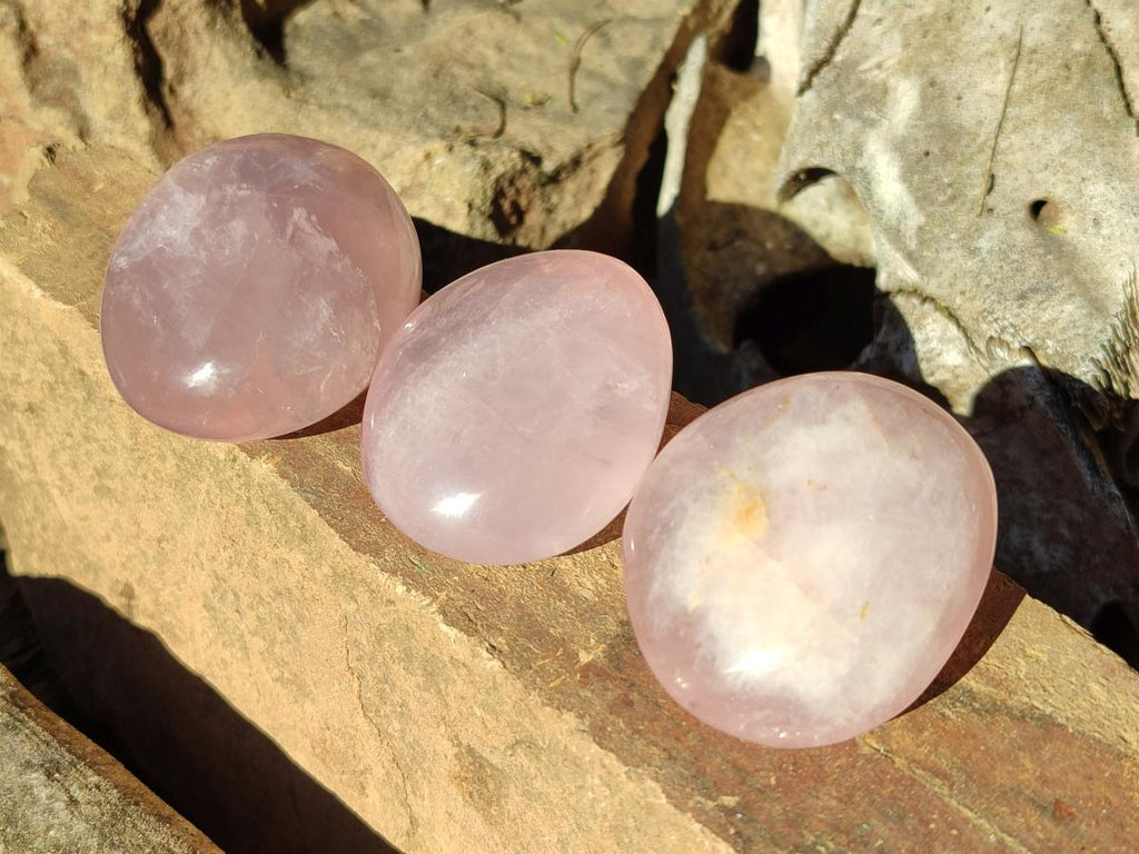 Polished Gemmy Rose Quartz Palm Stones x 20 From Madagascar - Toprock Gemstones and Minerals 