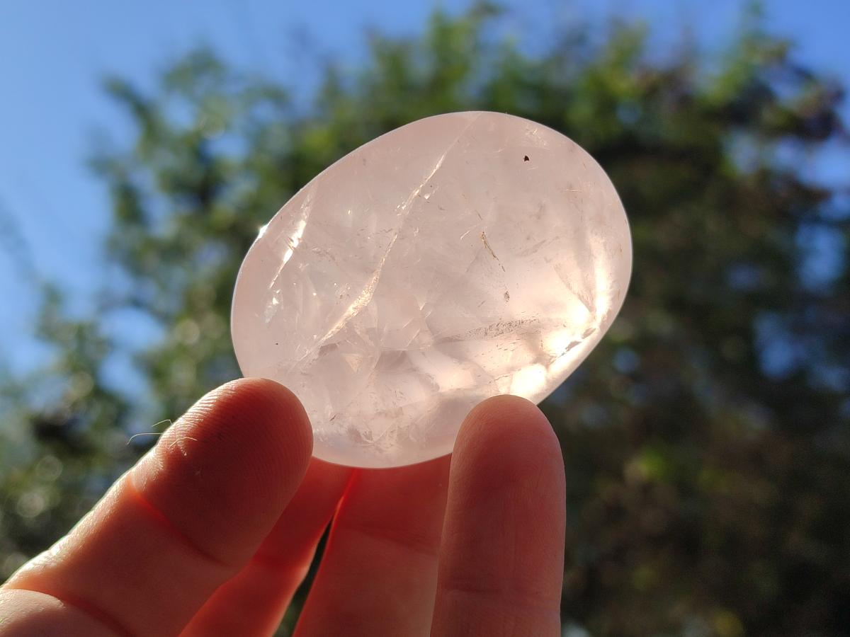 Polished Gemmy Rose Quartz Palm Stones x 20 From Madagascar - Toprock Gemstones and Minerals 
