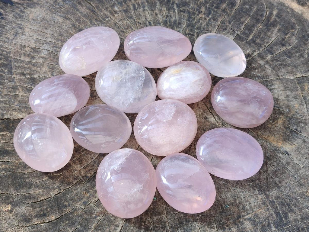 Polished Gemmy Rose Quartz Palm Stones x 20 From Madagascar - Toprock Gemstones and Minerals 