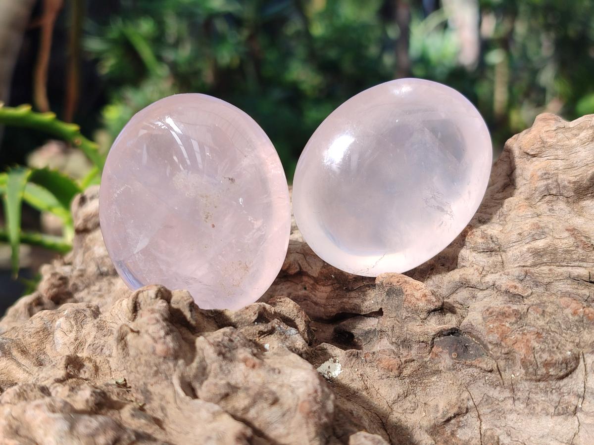 Polished Gemmy Rose Quartz Palm Stones x 20 From Madagascar - Toprock Gemstones and Minerals 