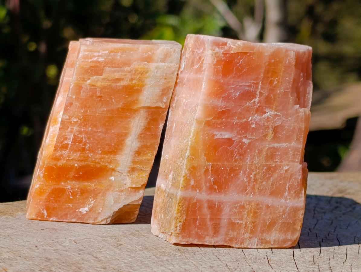 Natural Rhombohedral Sunset Orange Calcite Specimens x 12 From Spitzkop, Namibia - Toprock Gemstones and Minerals 