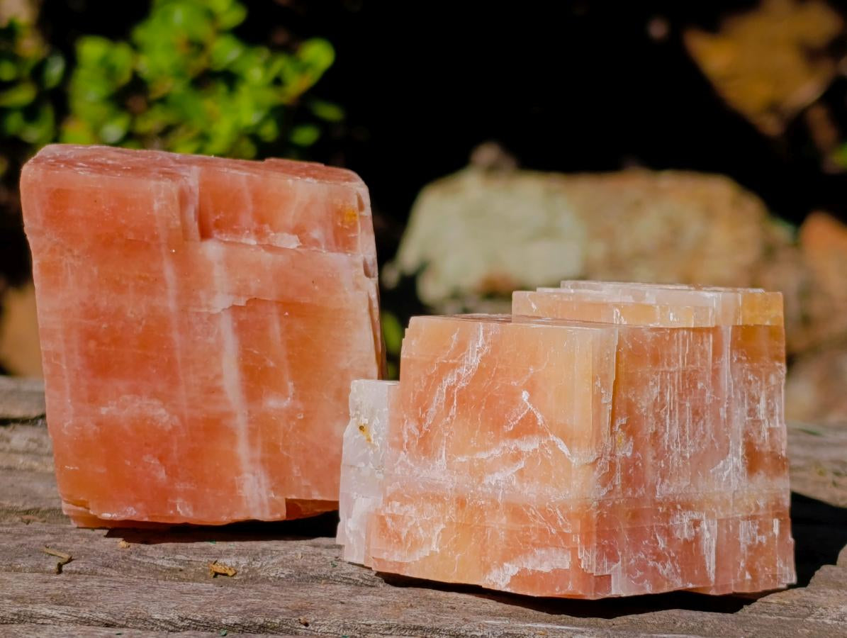 Natural Rhombohedral Sunset Orange Calcite Specimens x 12 From Spitzkop, Namibia - Toprock Gemstones and Minerals 