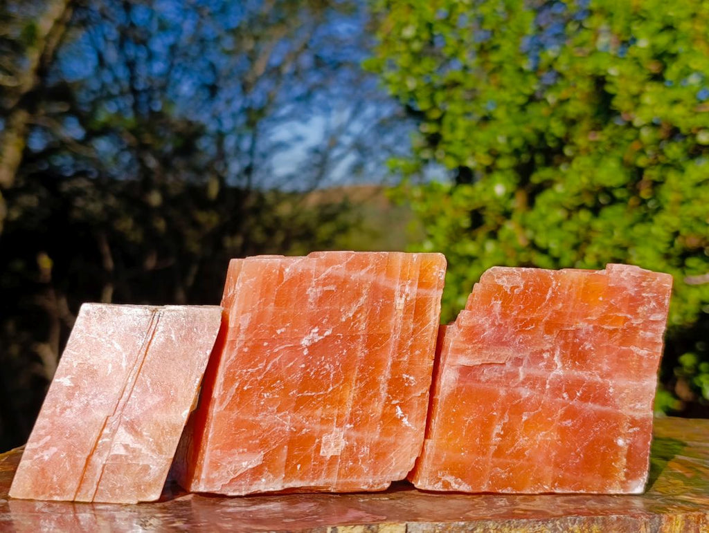 Natural Rhombohedral Sunset Orange Calcite Specimens x 12 From Spitzkop, Namibia - Toprock Gemstones and Minerals 