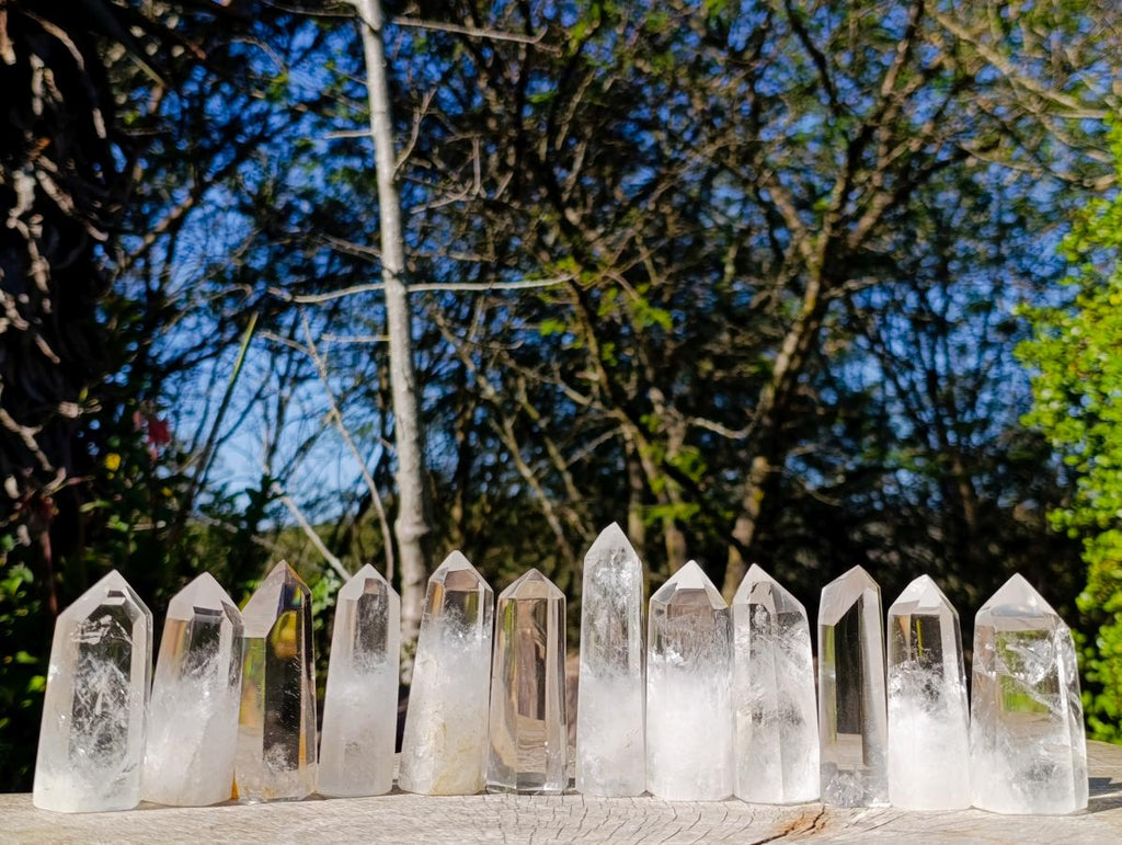 Polished Bright Clear Quartz Crystals x 12 From Madagascar - Toprock Gemstones and Minerals 