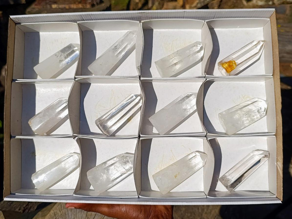 Polished Bright Clear Quartz Crystals x 12 From Madagascar - Toprock Gemstones and Minerals 