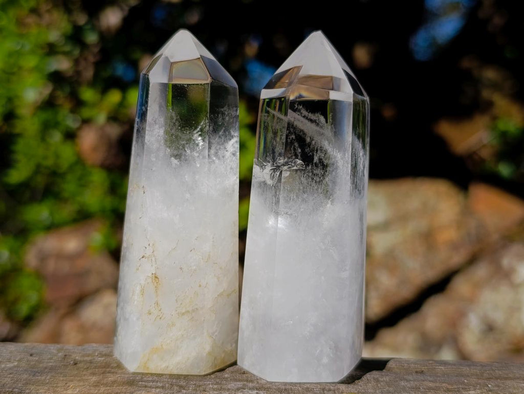 Polished Bright Clear Quartz Crystals x 12 From Madagascar - Toprock Gemstones and Minerals 