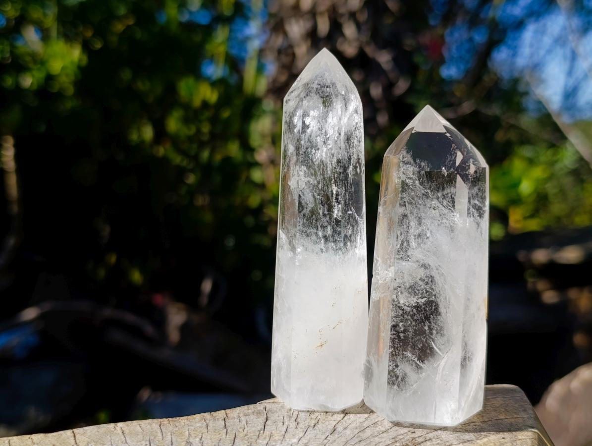 Polished Bright Clear Quartz Crystals x 12 From Madagascar - Toprock Gemstones and Minerals 