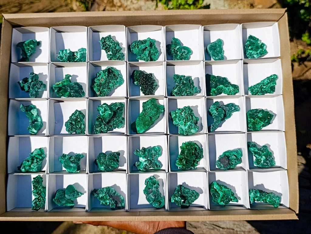 Natural Silky Malachite Specimens x 35 From Kasompe, Congo - Toprock Gemstones and Minerals 