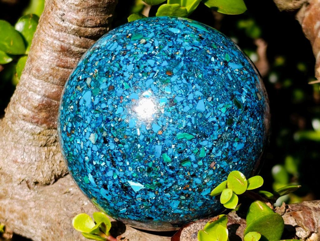 Hand Made Large Conglomerate Chrysocolla Sphere With Azurite And Malachite x 1 From Congo - Toprock Gemstones and Minerals 