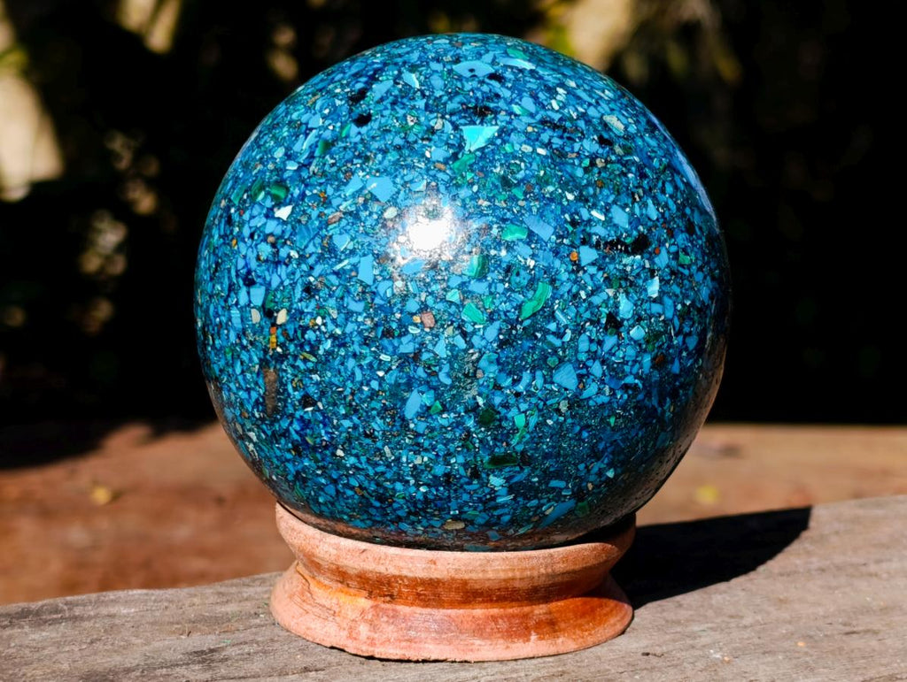 Hand Made Large Conglomerate Chrysocolla Sphere With Azurite And Malachite x 1 From Congo - Toprock Gemstones and Minerals 
