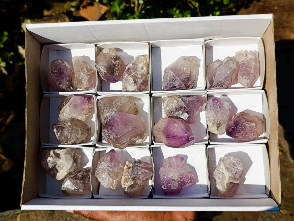 Natural Jacaranda Amethyst Single Crystals x 21 From Mumbwa, Zambia - Toprock Gemstones and Minerals 