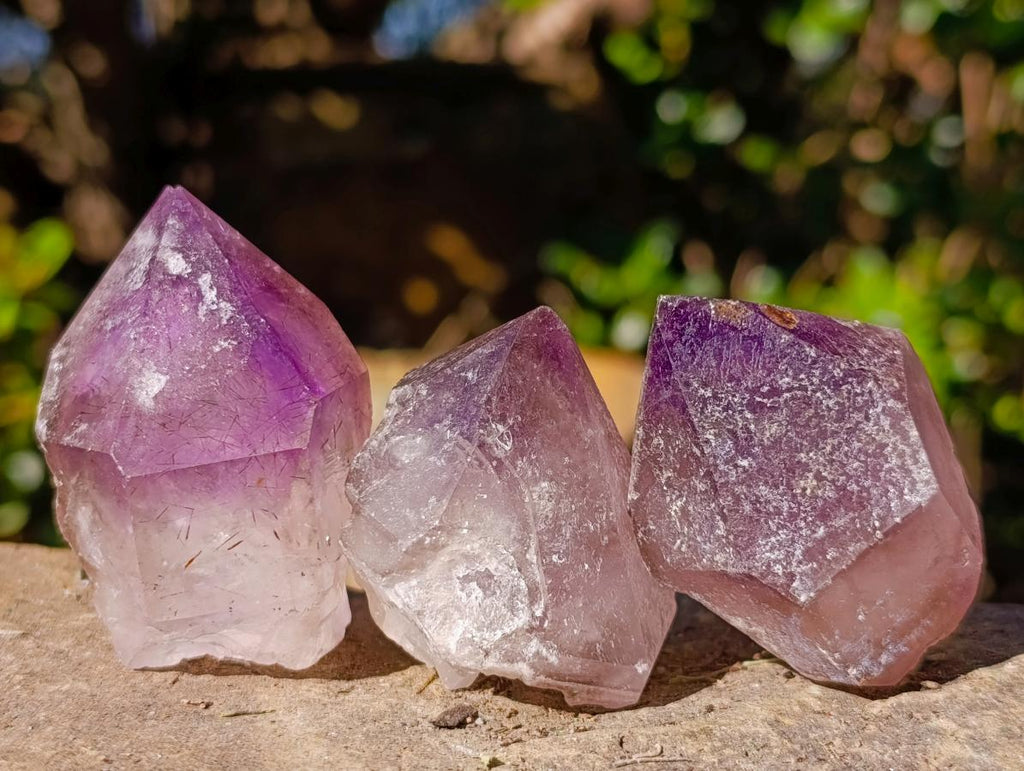 Natural Jacaranda Amethyst Single Crystals x 21 From Mumbwa, Zambia - Toprock Gemstones and Minerals 