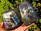 Polished Spectrolite Labradorite Standing Display Pieces x 2 From Madagascar - Toprock Gemstones and Minerals 