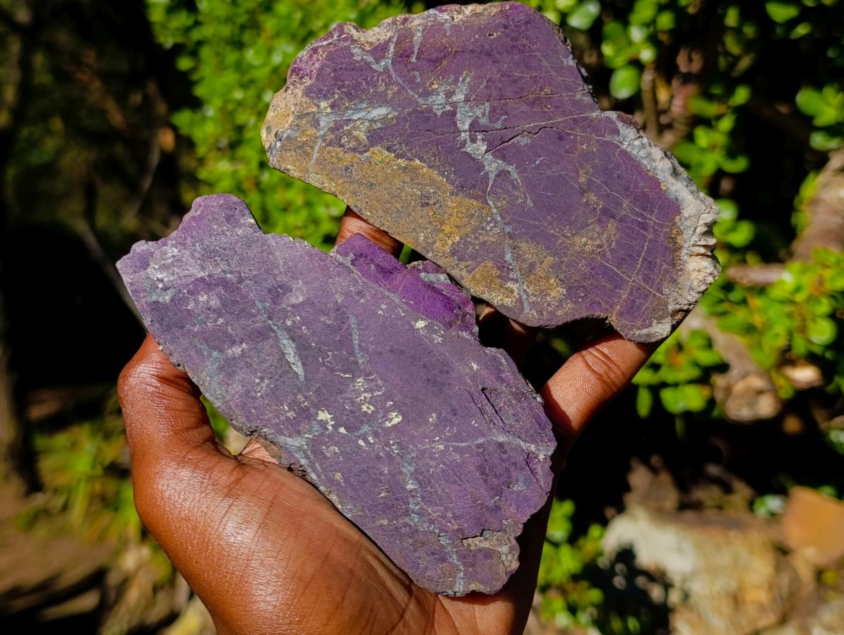 Polished One Side Silky Purpurite Slices x 6 From Erongo, Namibia - Toprock Gemstones and Minerals 