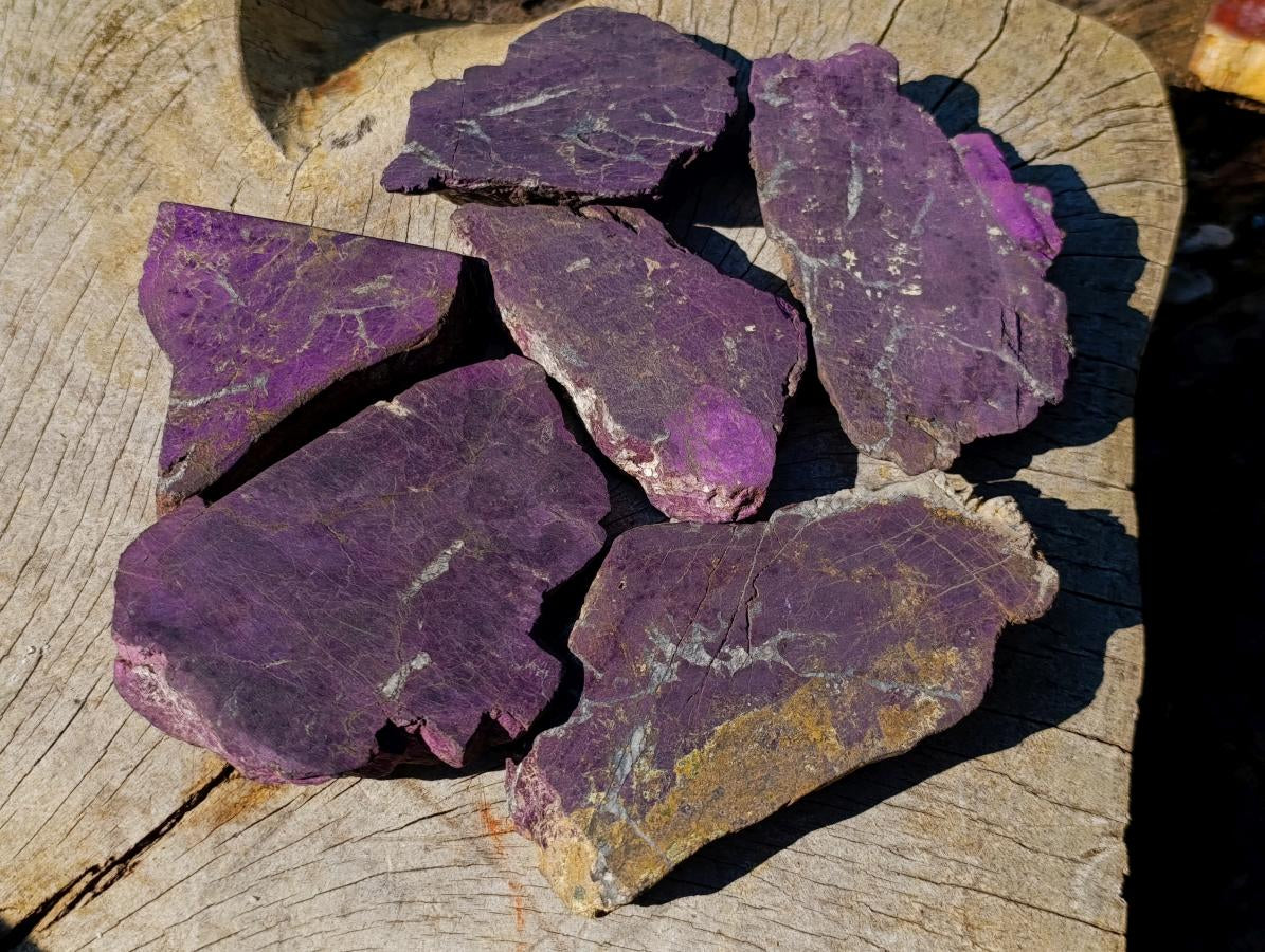 Polished One Side Silky Purpurite Slices x 6 From Erongo, Namibia - Toprock Gemstones and Minerals 