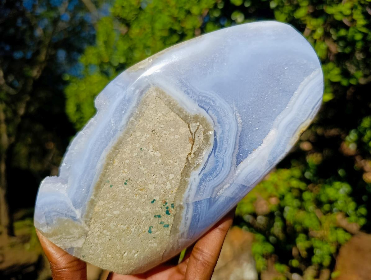 Polished Large Blue Lace Agate Standing Display Piece x 1 From Nsanje, Malawi - Toprock Gemstones and Minerals 