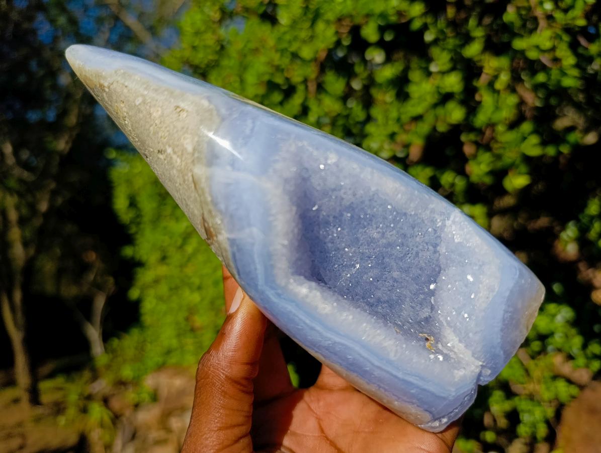 Polished Large Blue Lace Agate Standing Display Piece x 1 From Nsanje, Malawi - Toprock Gemstones and Minerals 